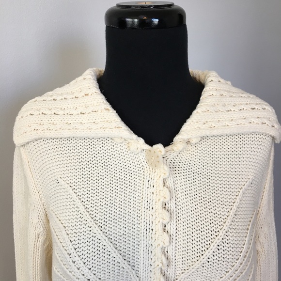 Liz Claiborne Cream Fancy Knit Cardigan, - Picture 5 of 11